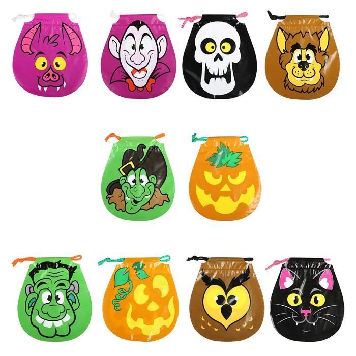 Gwhole Lot DE 50 Sacs /à Bonbons /à Cordon de Serrage dhalloween Potiron Dr/ôle Sac en Cadeau de Bonbons Biscuit Chocolat Cadeau pour Enfant
