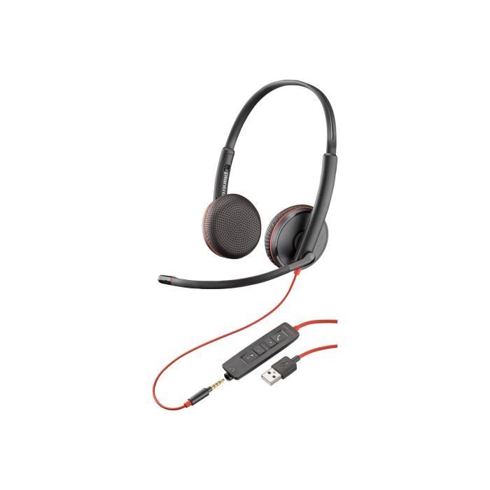 Micro-casque - filaire - USB, jack 3,5mm - HP Inc. - Poly Blackwire 3225 - Blackwire 3200 Series - micro-casque - sur-oreille - fil