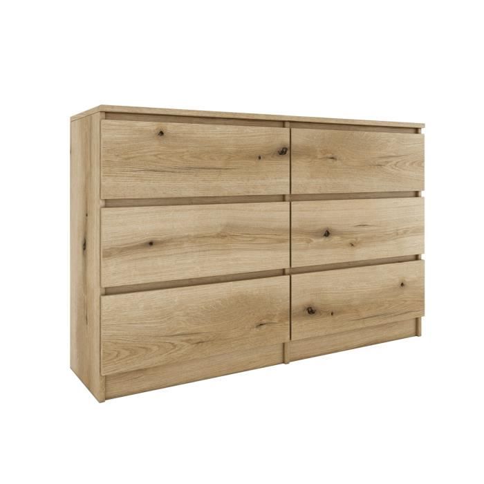 MILAN - Commode contemporaine 6 tiroirs chambre/salon/bureau - 30x120x77 cm - Style scandinave - Meuble de rangementent