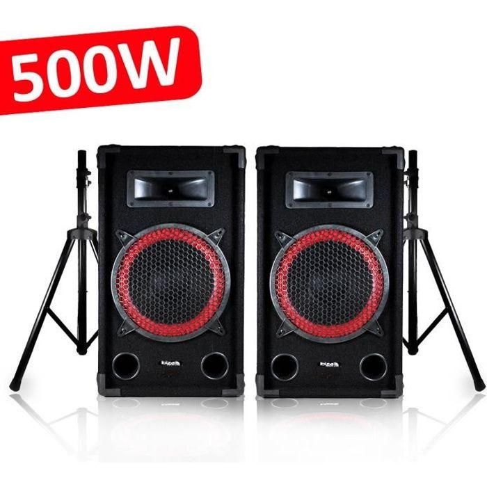Ibiza Sound Light - Pack Sono Enceinte + CAISSSON DE Basses + Pieds + Cables HP Et Cable PC Offerts !!! - PA DJ Sono Mix Idéal Soirée Dansante Disco Mobile