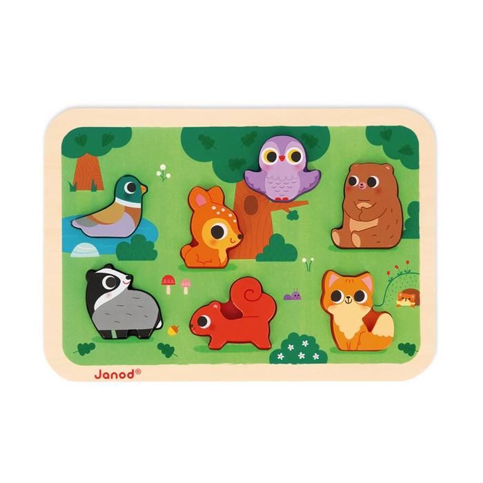 Chunky Puzzle La Forêt - Bois FSC - 7 pièces - Développement Motricité Fine Concentration et Imagination - Dès 18 Mois Chunky Puzzle La Forêt - Bois FSC - 7 pièces - Développement Motricité Fine Concentration et Imagination - Dès 18 Mois