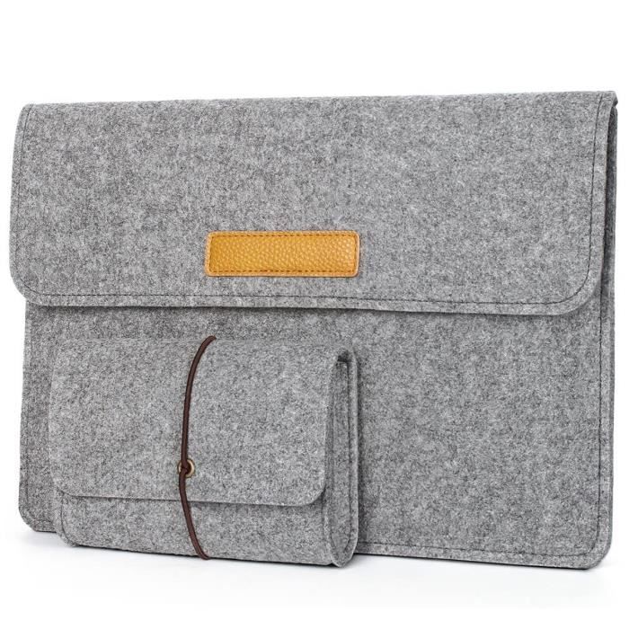 Sacoche Etui pochette en Feutre avec Pochette (M-Gris) pour ordinateur Portable HP Envy x360 15,6\