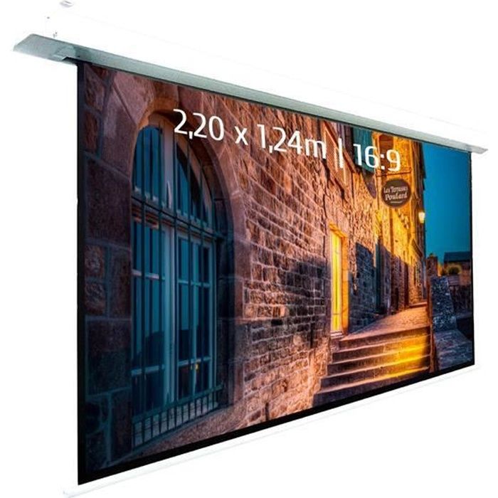 Ecran de Projection motorisé encastrable 2,20 x 1,24m Format 16:9, Fonction Wi-Fi - KIMEX