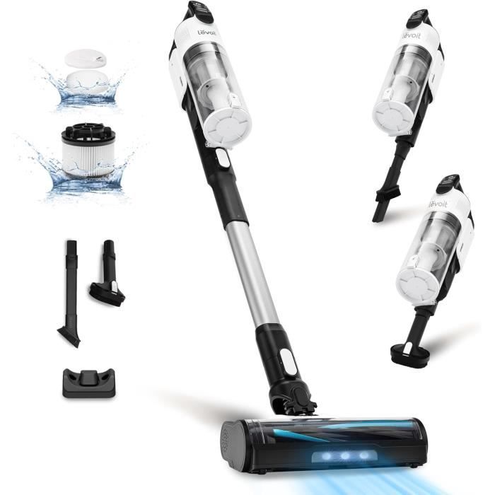 LEVOIT LVC-200 Aspirateur balai sans fil anti enchevêtrement – Blanc 12–50 min 5 étapes - Levoit
