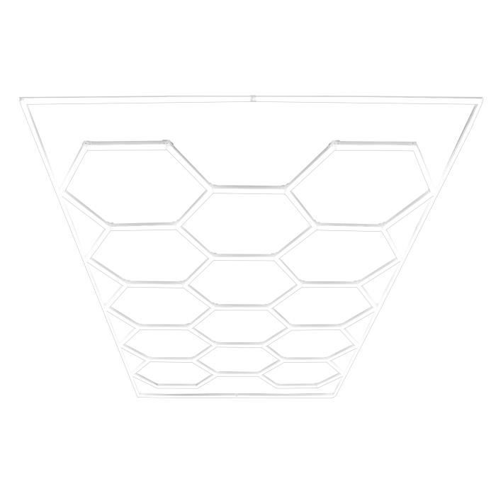 Plafonnier LED Hexagonal 14 Lampes & Cadre Garage Magasin Salle Nid d’abeille