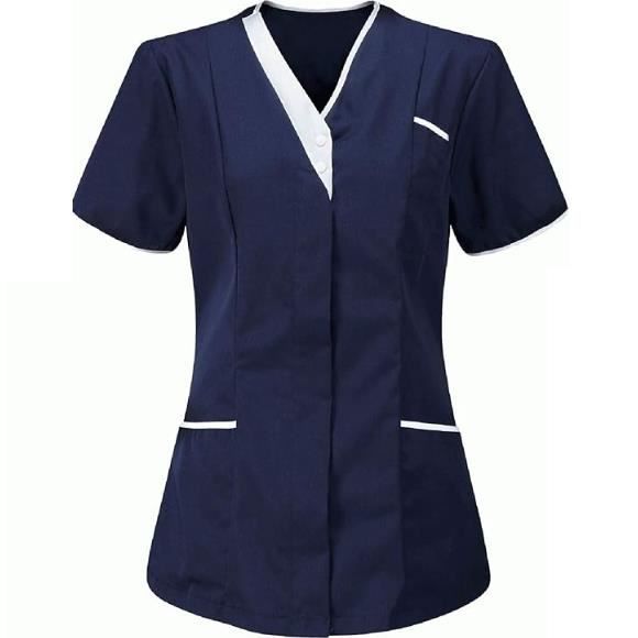 Tunique Médicale Femme KODAMA - Blanc Col Rond - 65% Coton 35% Polyester - Taille XXL 54/56