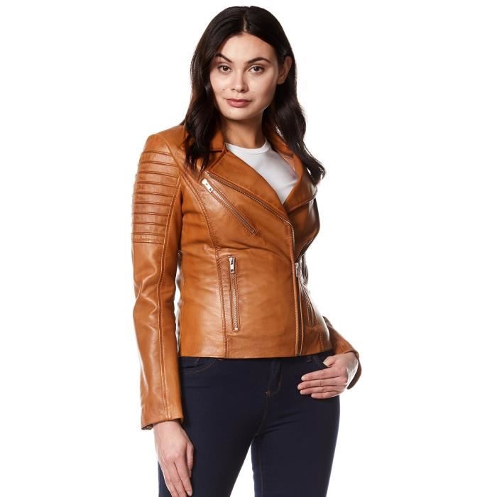 Blouson Professionnel S9YYJ Veste en cuir v?�ritable de la femme ?�l?�gante Styliste douce Motard 