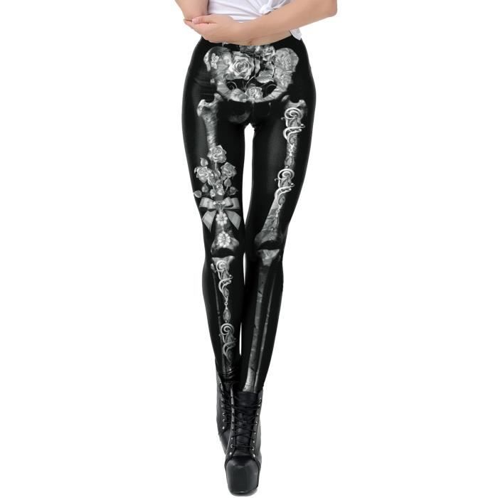 Pantalon D'Halloween Femme - Motif Citrouille, éclaboussures - Taille Haute élastique, Poches - Pour Déguisement, Fête, Cosplay