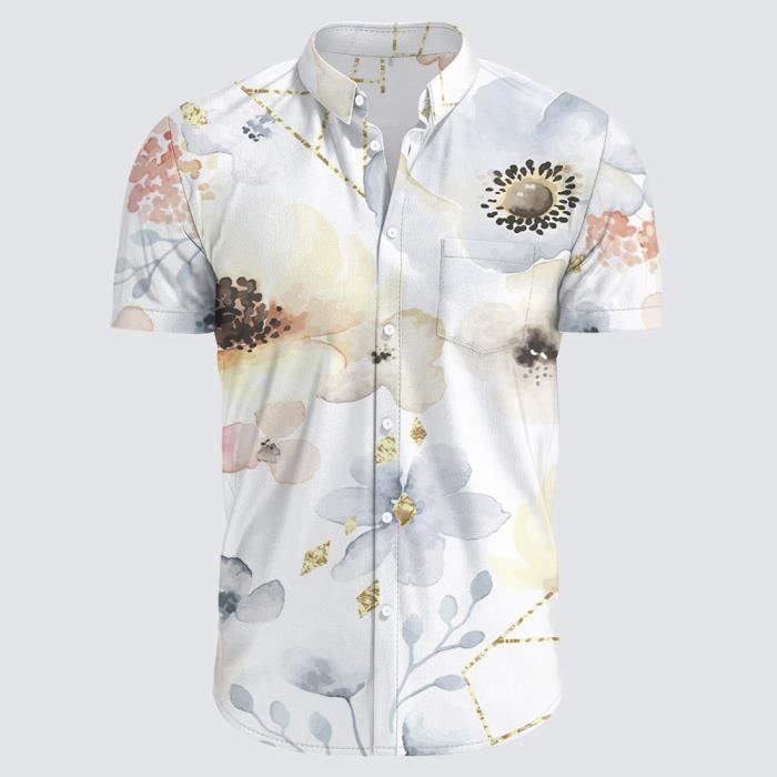Chemise Hawaïenne Femme Manches Courtes - Imprimé Floral Tropical - Col Boutonné - T-shirt Décontracté