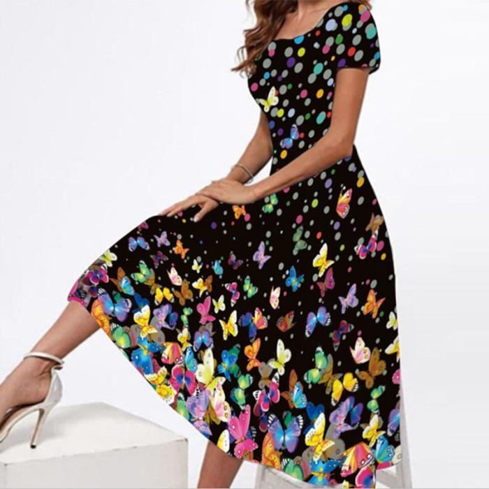 Robe longue rouge à fleurs et taille empire pour femme avec bretelles spaghetti