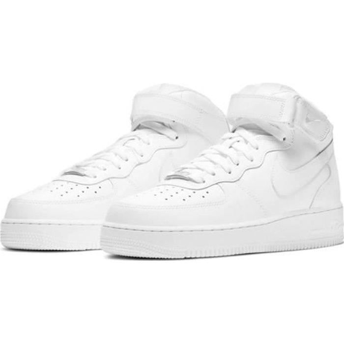 Baskets Air Forcex 1 07 Mid Triple White Blanche Homme Femme AUTREMENT Cuir Lacets Sportswear Ville