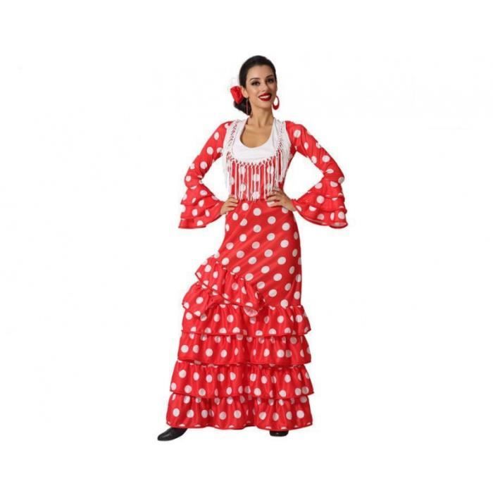 Déguisement Danseuse de flamenco AC-DÉCO - Robe rouge à pois blancs - XS/S - Adulte
