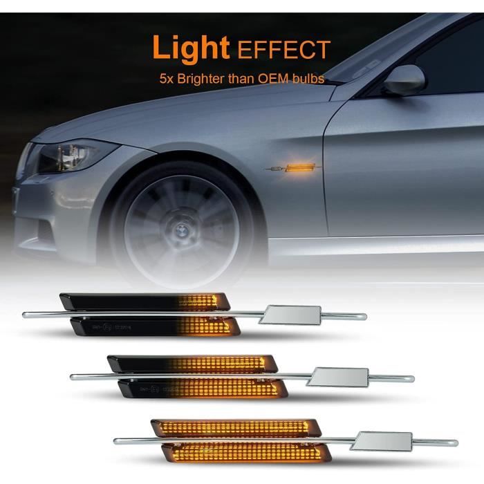 OZ-LAMPE LED Feux latéraux, Clignotants Latéral Indicateurs Direction pour  E90 E91 E92 E93 E60 E61 E82 E88, 3/5/1 Series (lentille - Cdiscount Auto