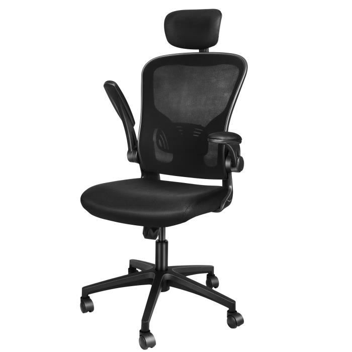 Chaise De Bureau Ergonomique Naspaluro - Soutien Lombaire Ajustable - Accoudoirs Réglables - Noir