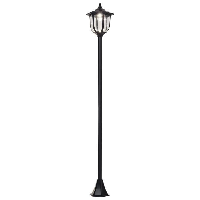 Luminaire extérieur solaire - Outsunny - lampadaire lanterne classique LED 60 Lm max décoration - métal - 26x26x177cm - noir