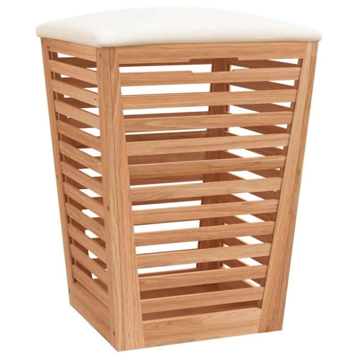 Tabouret de salle de bain - SALUTUYA - BD11387 - Bois massif de noyer - 405x405x56 cm - Design contemporain
