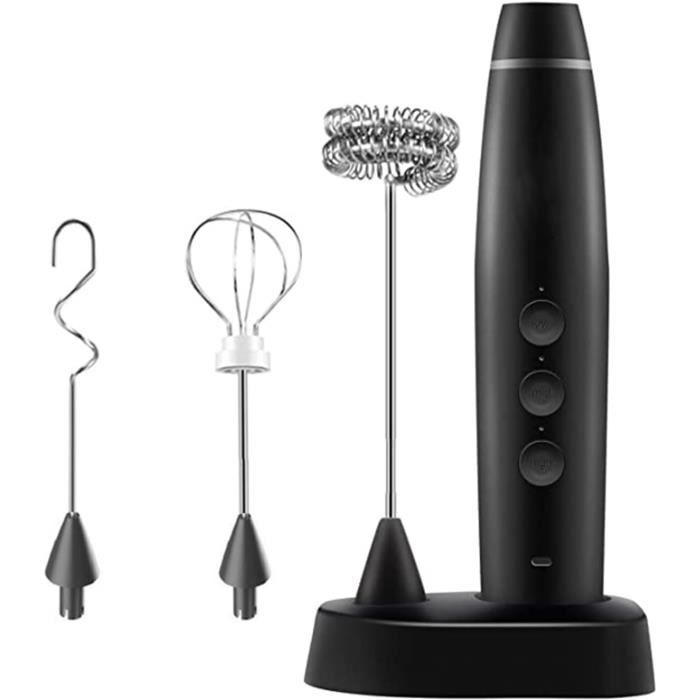 Mousseur à Lait Rechargeable USB - 3 Vitesses, Avec Fouet Inox, Pour Café, Cappuccino, Matcha, Protéines