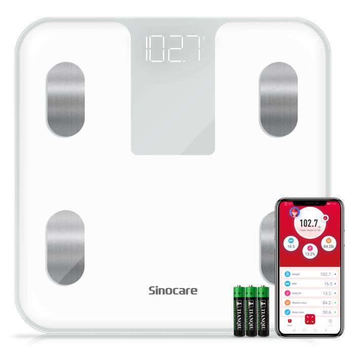 Balance Pèse-Personne Sinocare CF530 impèdancemètre Connecté - 14 Indicateurs Corporelle