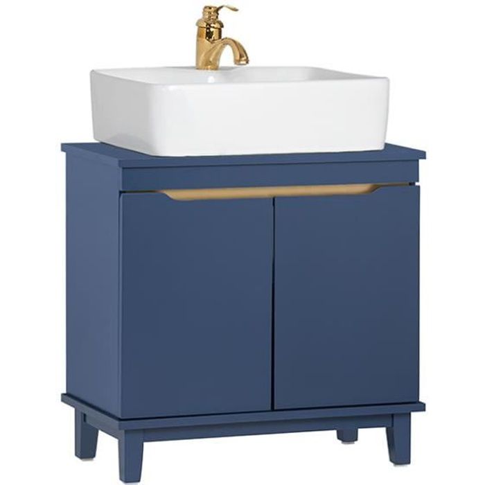 SoBuy Meuble sous vasque BZR113-B - 2 Portes - Bleu foncé - L60 x P30 x H59 SoBuy Meuble sous vasque BZR113-B - 2 Portes - Bleu foncé - L60 x P30 x H59