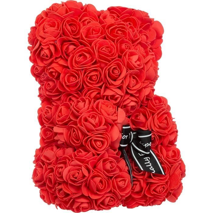 10pcs roses rouges et des poupées ours avec des boîtes d'amour