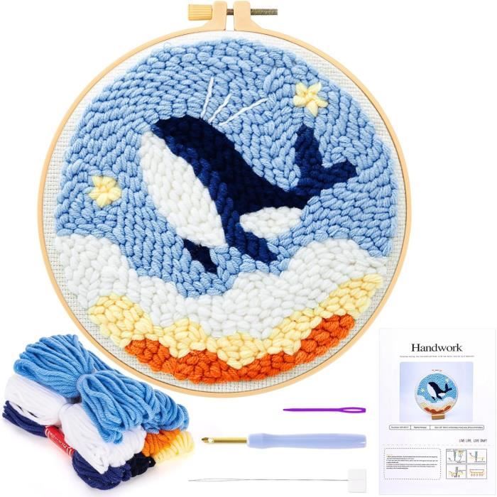 RQT Punch Needle Kit Whale Punch Needle Broderie Kit avec Instructions