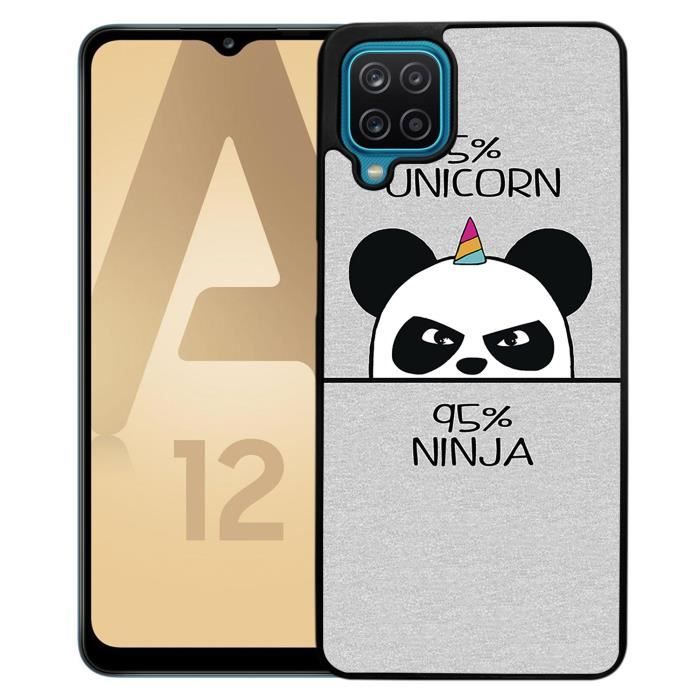 رفوف زاوية خشب Coque souple pour Samsung Galaxy A12 - Unicorn Ninja Panda Licorne ...