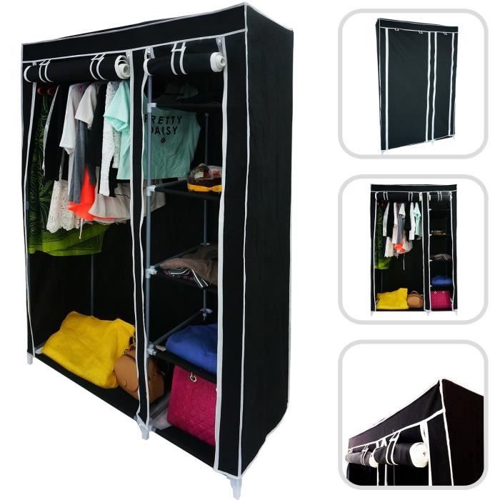 Penderie Armoire - TODECO - 2 portes - Tubes en acier inoxydable - Connecteurs en plastique