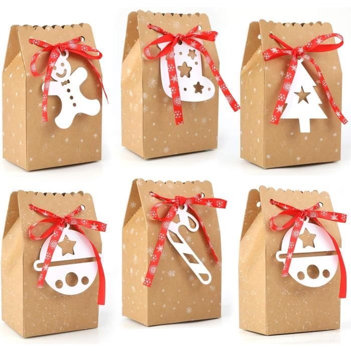 Grands sacs cadeaux de Noël, sac en papier kraft, collation, vêtements,  cadeau, boîte d'emballage, 2023
