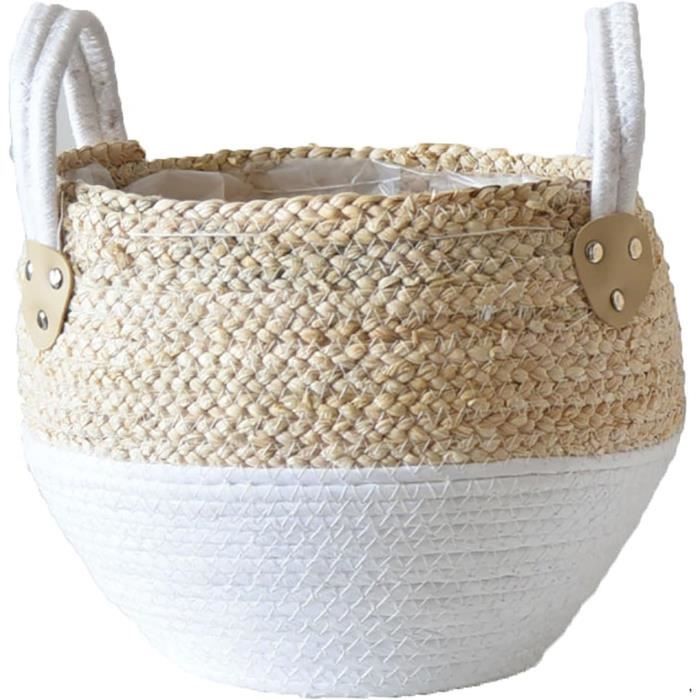 Panier de rangement en rotin et paille, pot de fleurs pliant en ance Panier de rangement en rotin et paille, pot de fleurs pliant en ance