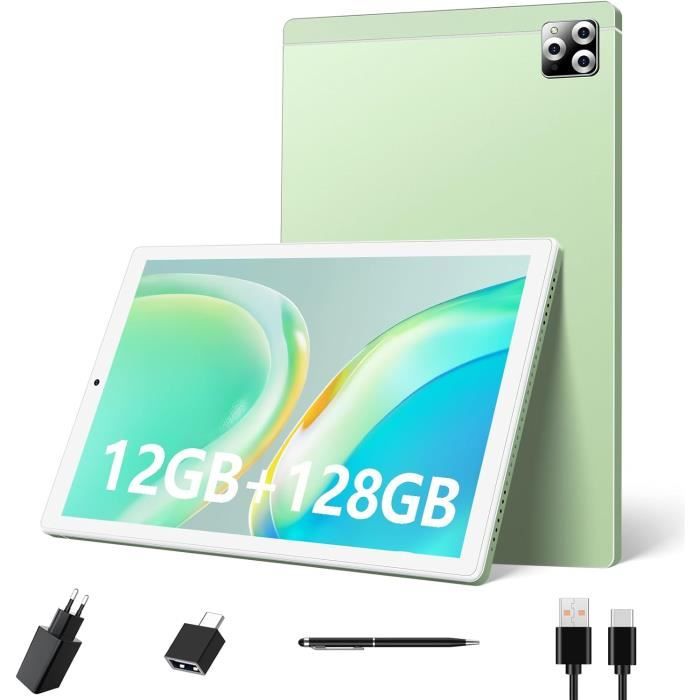 Tablette Android 10" 2 En 1, 12 Go De RAM, 128 Go De ROM, Extensible à 1 To, Avec étui, Clavier, Stylet, Double Caméra, WiFi, Bluetooth, Batterie 6 000 MAh, Certification Google