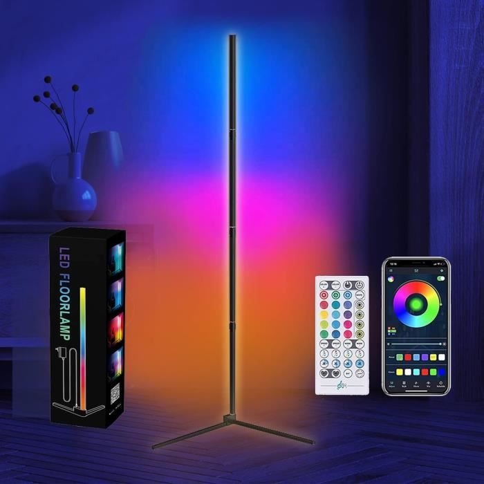 Lampadaire LED HANDSONIC RVBIC 18W – Télécommande Et Appli Bluetooth – Noir