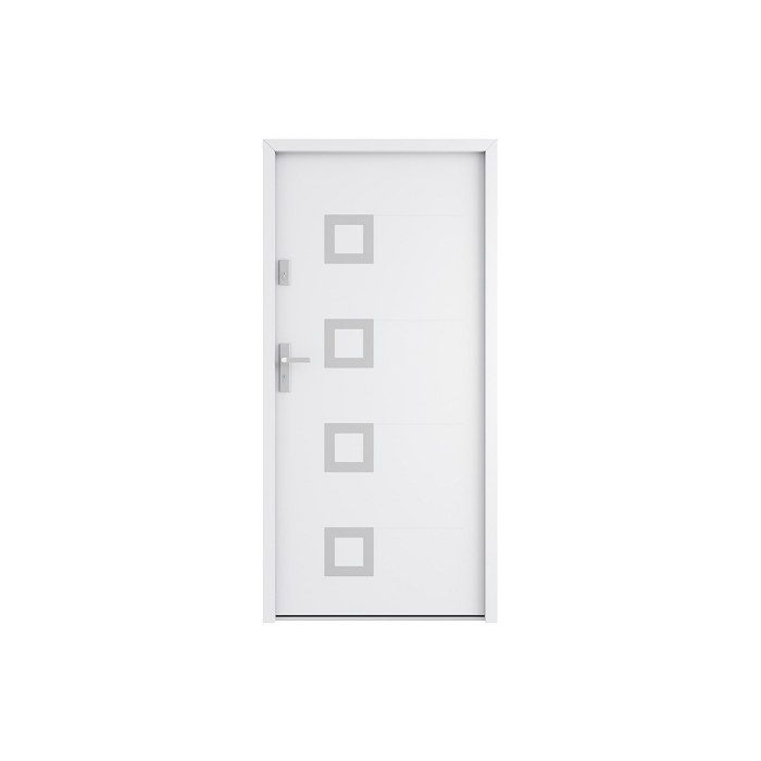 Porte dentrée en acier pleine et inox H207 x L100 cm blanc - épaisseur 55 mm - poussant droit - TIFANA