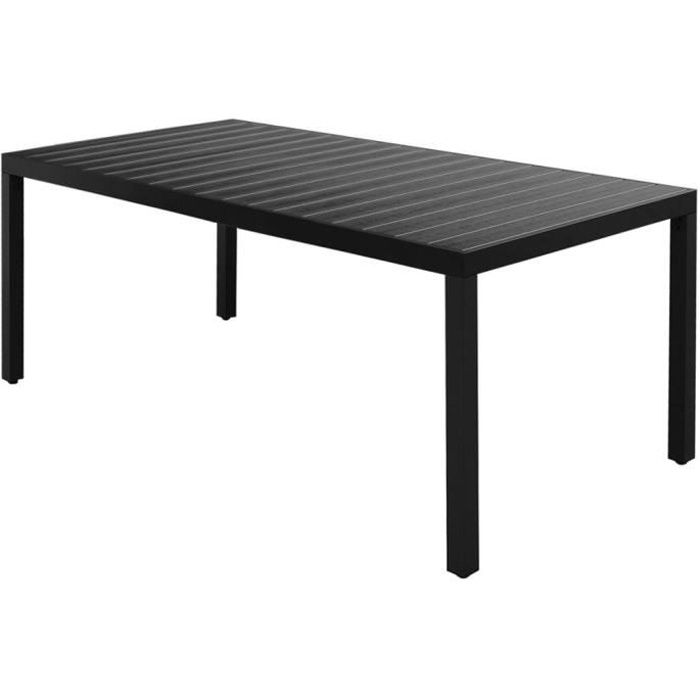 VidaXL Table de jardin Noir 185 x 90 x 74 cm Aluminium et WPC