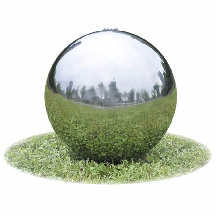 vidaXL Fontaine Jeu dEau de Jardin Acier Inoxydable 20 cm Sphère avec LED 41677