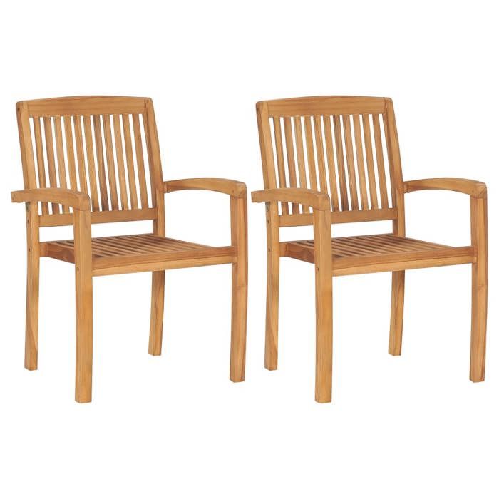 VIDAXL Chaises de jardin empilables Teck solide