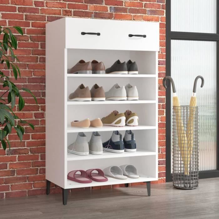 vidaXL Armoire à chaussures Blanc 60x35x105 cm Bois dingénierie 812789