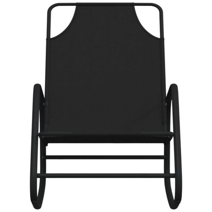 fhe - bains de soleil - chaises longues à bascule 2 pcs noir acier et textilène - yosoo - dx2056