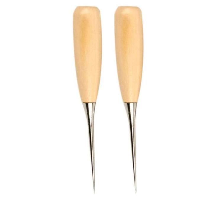Kit Aiguilles à Poinçonner 5 Pièces Avec Manche Bois - Punch Needle 2.5mm 3.5mm 5mm - Outils Broderie Couture