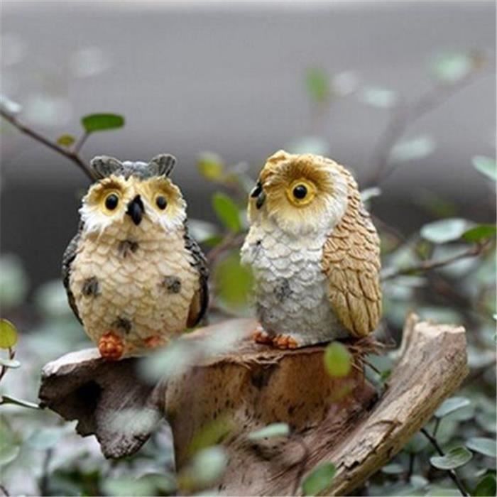 Statues Miniatures Hibou En Résine - Lot De 8 Figurines De Jardin Féeriques - Décoration Maison, Bureau, Extérieur