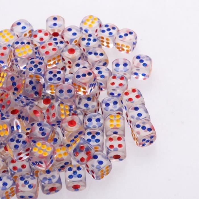 40 Dés Semi-Transparents 14mm – 8 Couleurs Acrylique – Pour Jeux De Société, DnD, RPG, Yahtzee – Lot Multicolore