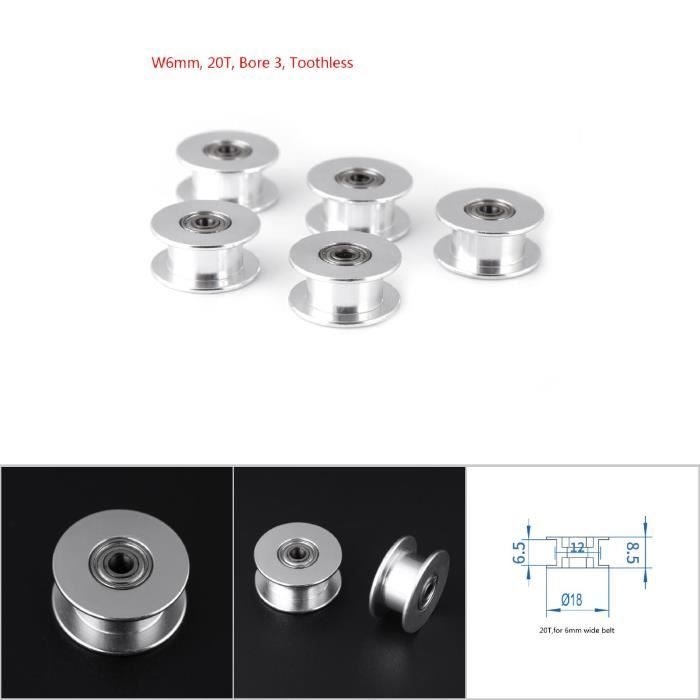 HURRISE Poulie En Aluminium Pour Courroie 2GT - Pour Imprimante 3D