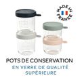BÉABA Coffret 4 portions verre, pots de conservation (150ml pink / 150ml eucalyptus green / 250ml light mist / 250ml dark blue)-1