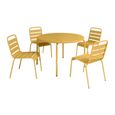 Ensemble table et chaises de jardin en métal - Jaune moutarde - MIRMANDE de MYLIA-1