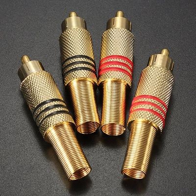 Prise RCA Mâle Fiches RCA Mâle ADAPTOUT Lot De 4 - Plaqué Or 18K à