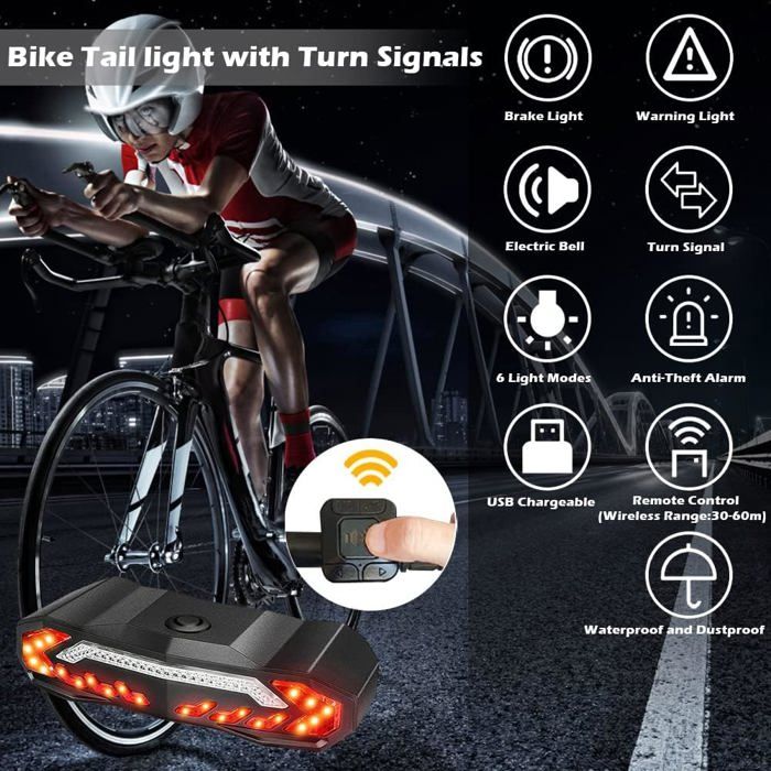 Clignotant de vélo Avec télécommande avec Chargeur USB Clignotant de vélo Avec télécommande avec Chargeur USB