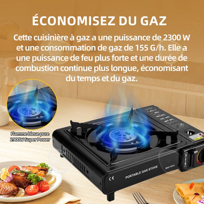 Cuisinière Gaz Camping MasterCook - 1 Feu 2.1kW - Portable Avec Allumage électronique - Mallette Incluse