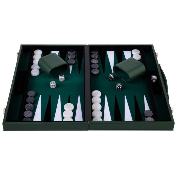 Backgammon De Madera De Lujo – Tablero De 18 Pulgadas Con Incrustaciones De Nogal, 30 Fichas Y Dados, Juego De Estrategia