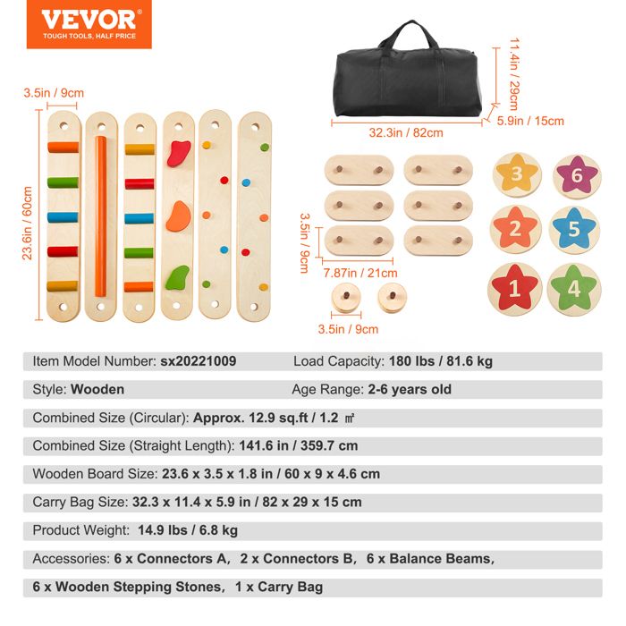 Poutre D’Équilibre Bois Montessori 3-8 Ans – Parcours Motricité Extérieur/Enfant – Jeu Éveil Équilibre