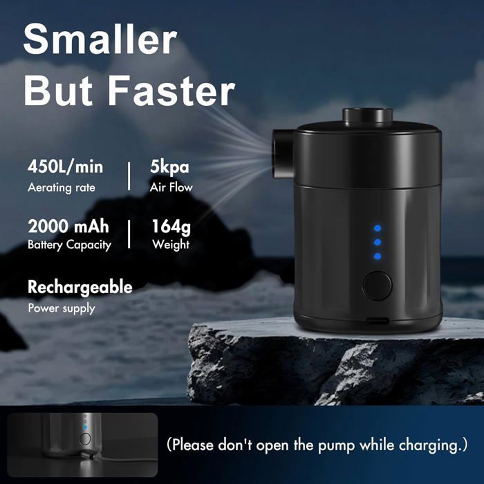 Pompe Tiny Pump 2.0 – Gonfleur Ultra-compact Rechargeable USB, Batterie 1300mAh, Pour Flotteurs Et Matelas