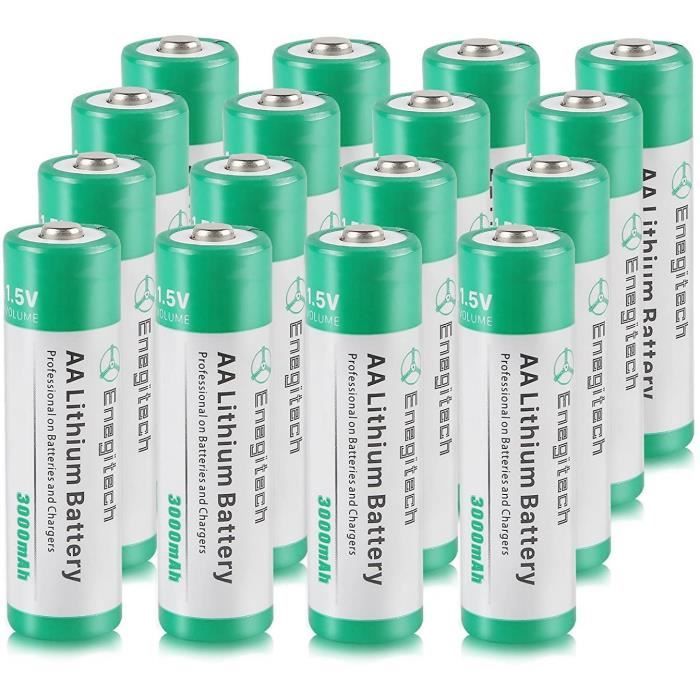 16 Pack AA Piles Lithium 1.5V 3000mAh Batterie Non Rechargeables
